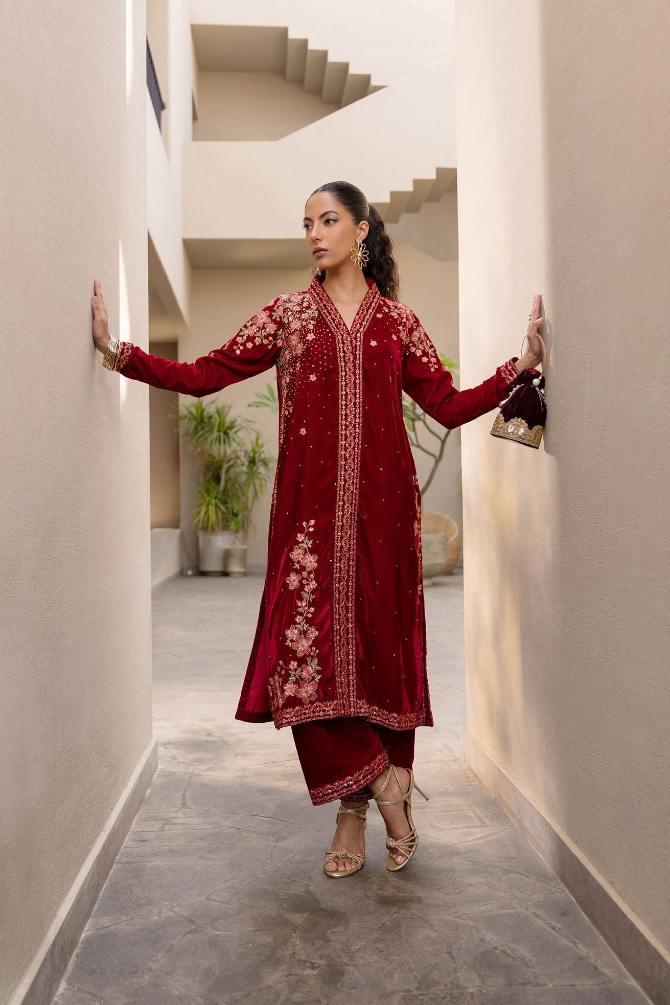 Dhanak | Velvet Edit | FW24DA-2613 MAROON