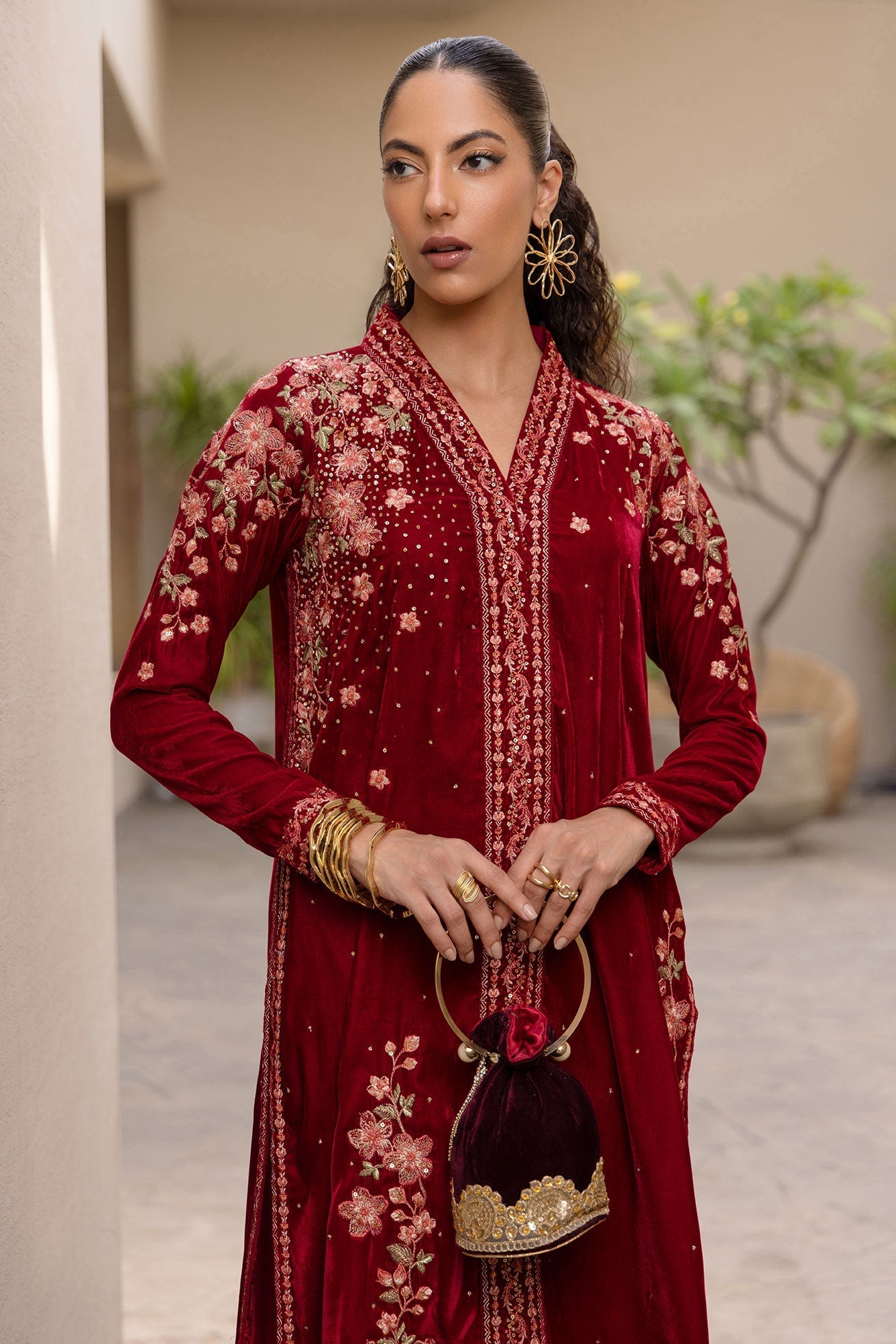 Dhanak | Velvet Edit | FW24DA-2613 MAROON