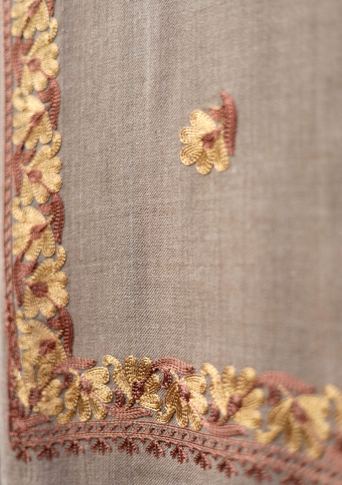 Ari Work Wool Shawl D -72 - Brown - Official Shawls Niche - Agha Fabrics UK