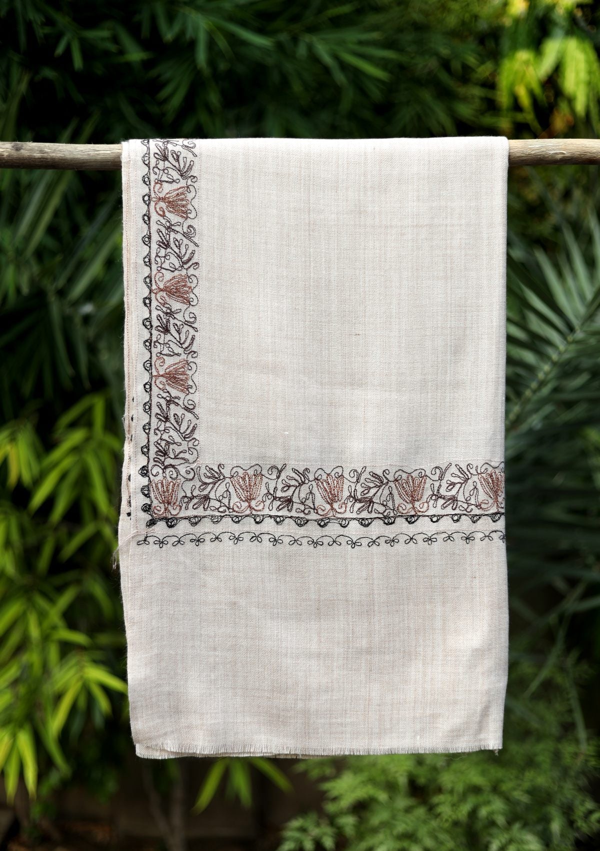 Ari Work Wool Shawl D - 68 - Fawn - Official Shawls Niche - Agha Fabrics UK