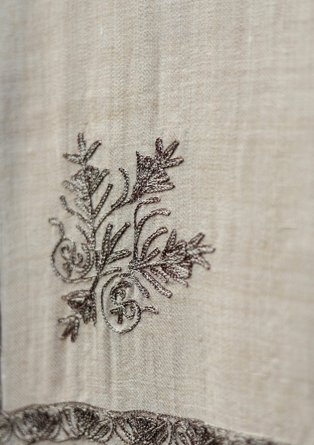 Ari Work Wool Shawl D - 82 - Fawn - Official Shawls Niche - Agha Fabrics UK