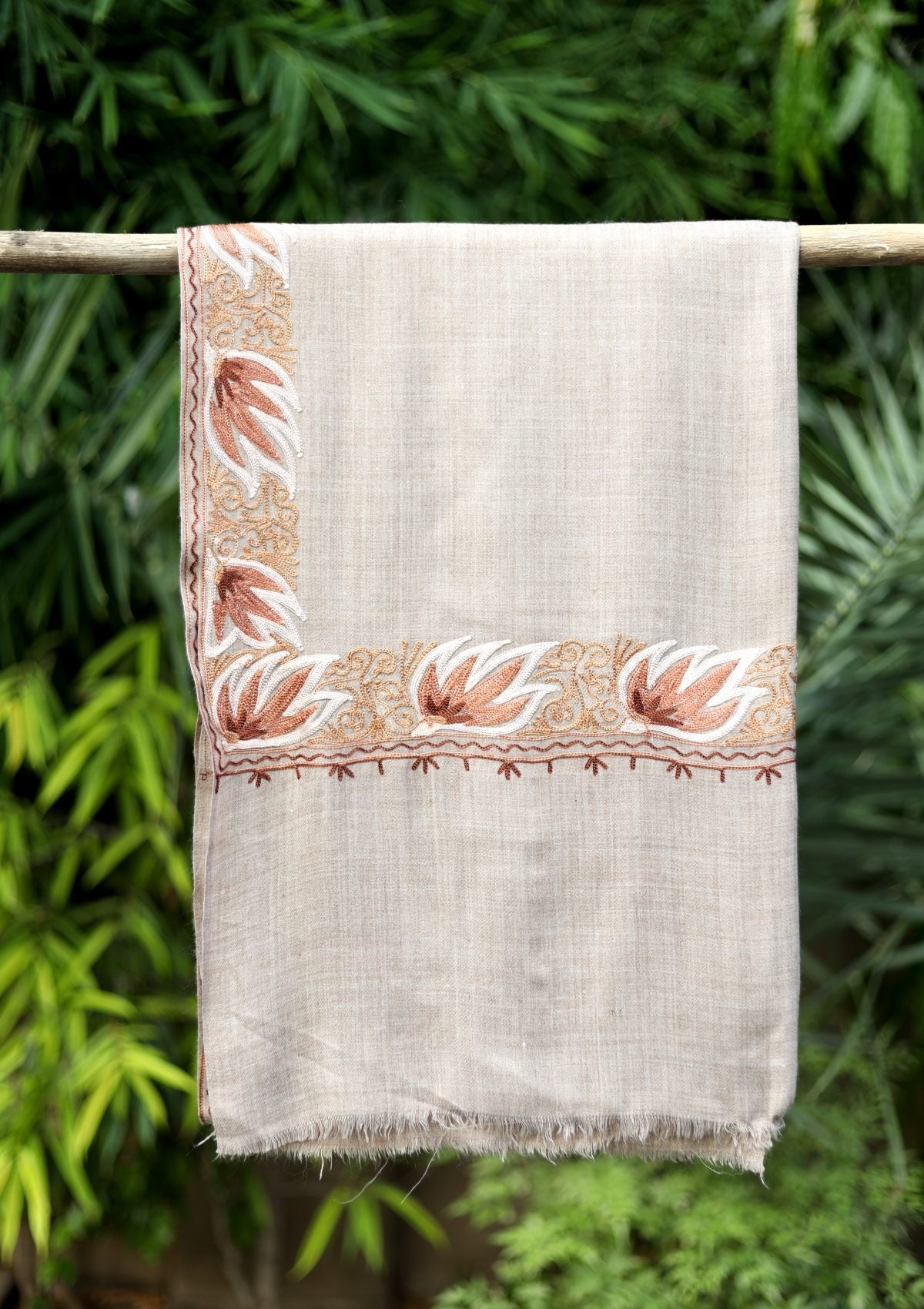 Ari Work Wool Shawl D - 79 - L Brown - Official Shawls Niche - Agha Fabrics UK