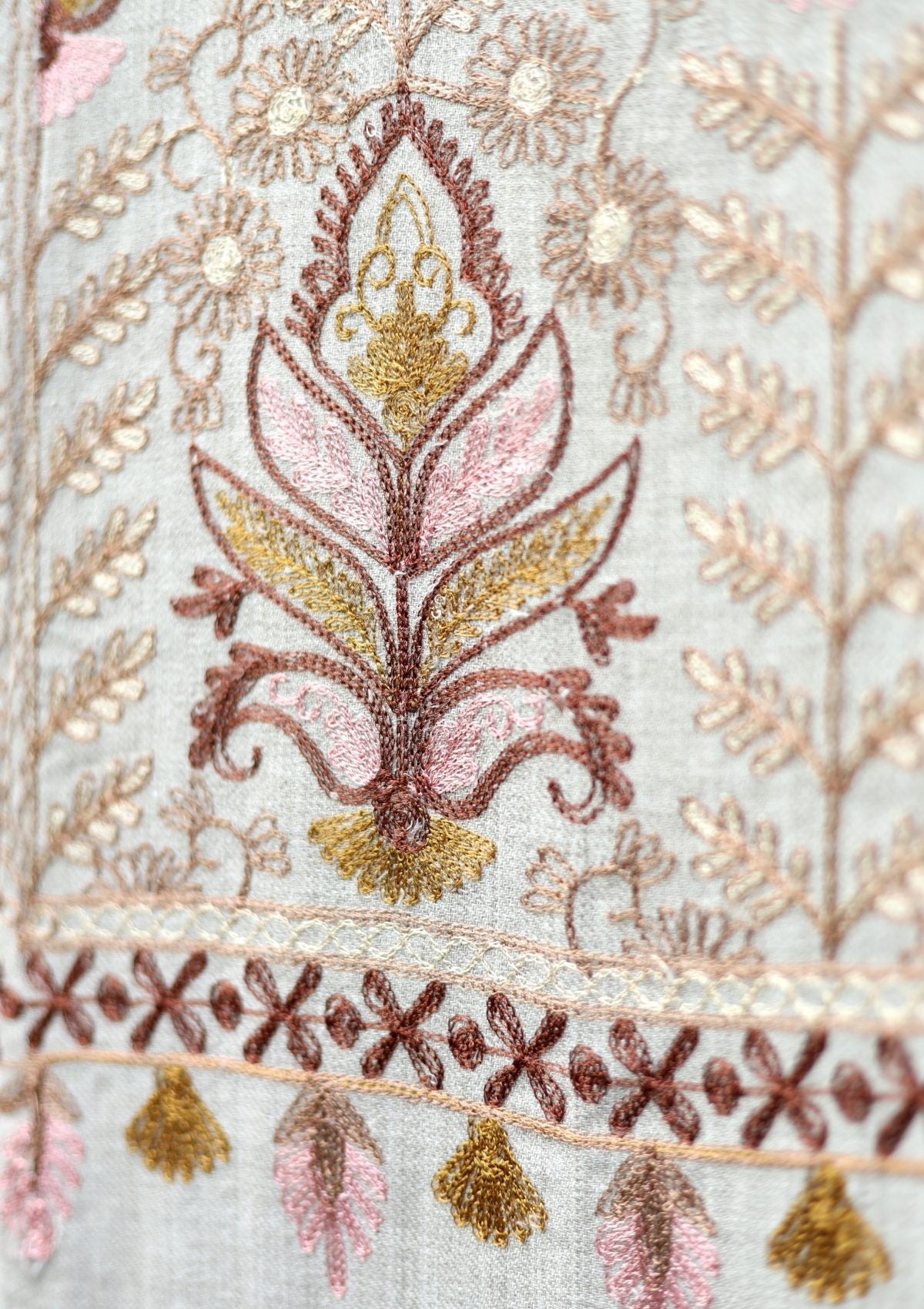 Ari Work Wool Shawl D - 95 - L Grey - Official Shawls Niche - Agha Fabrics UK