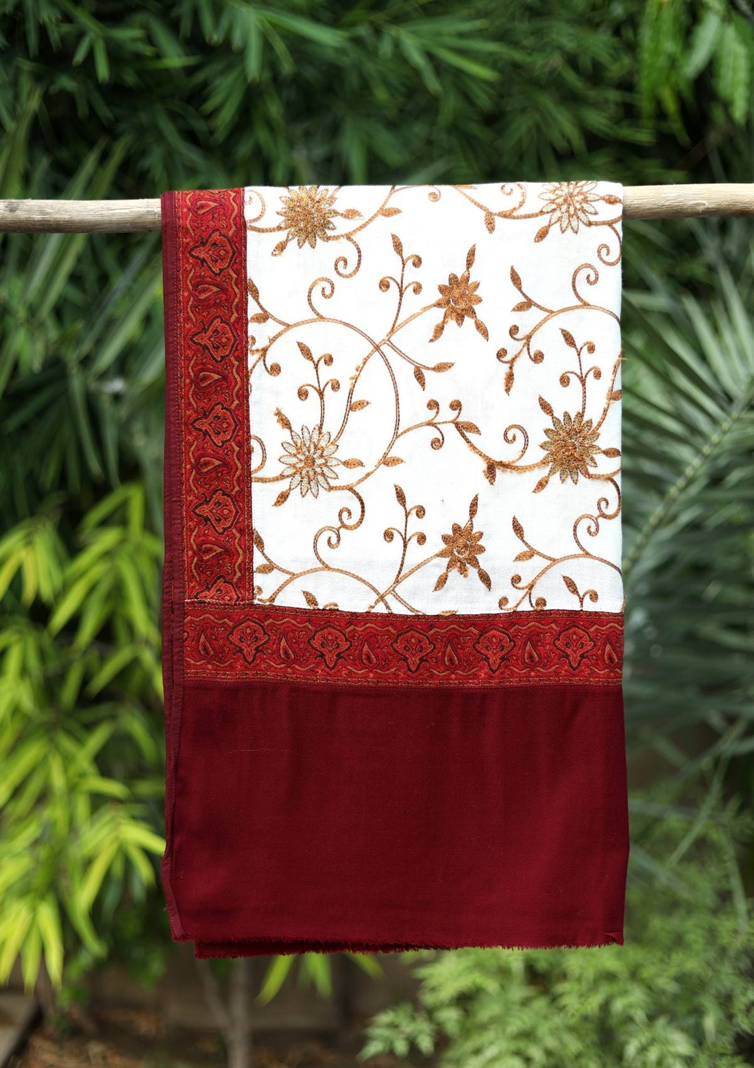 Ari Work Wool Shawl D - 64 - E White - Official Shawls Niche - Agha Fabrics UK