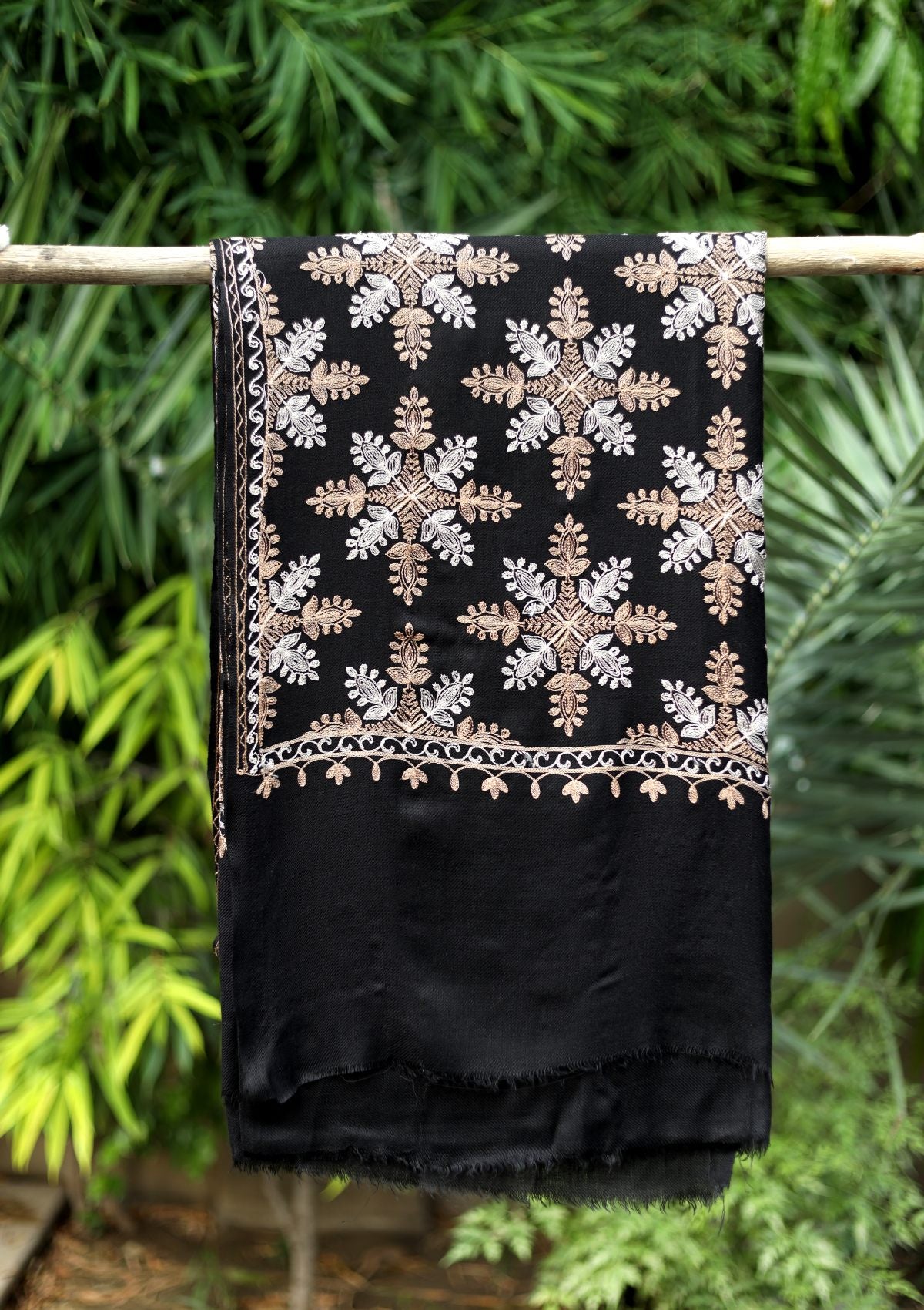 Ari Work Wool Shawl D - 86 - Black - Official Shawls Niche - Agha Fabrics UK