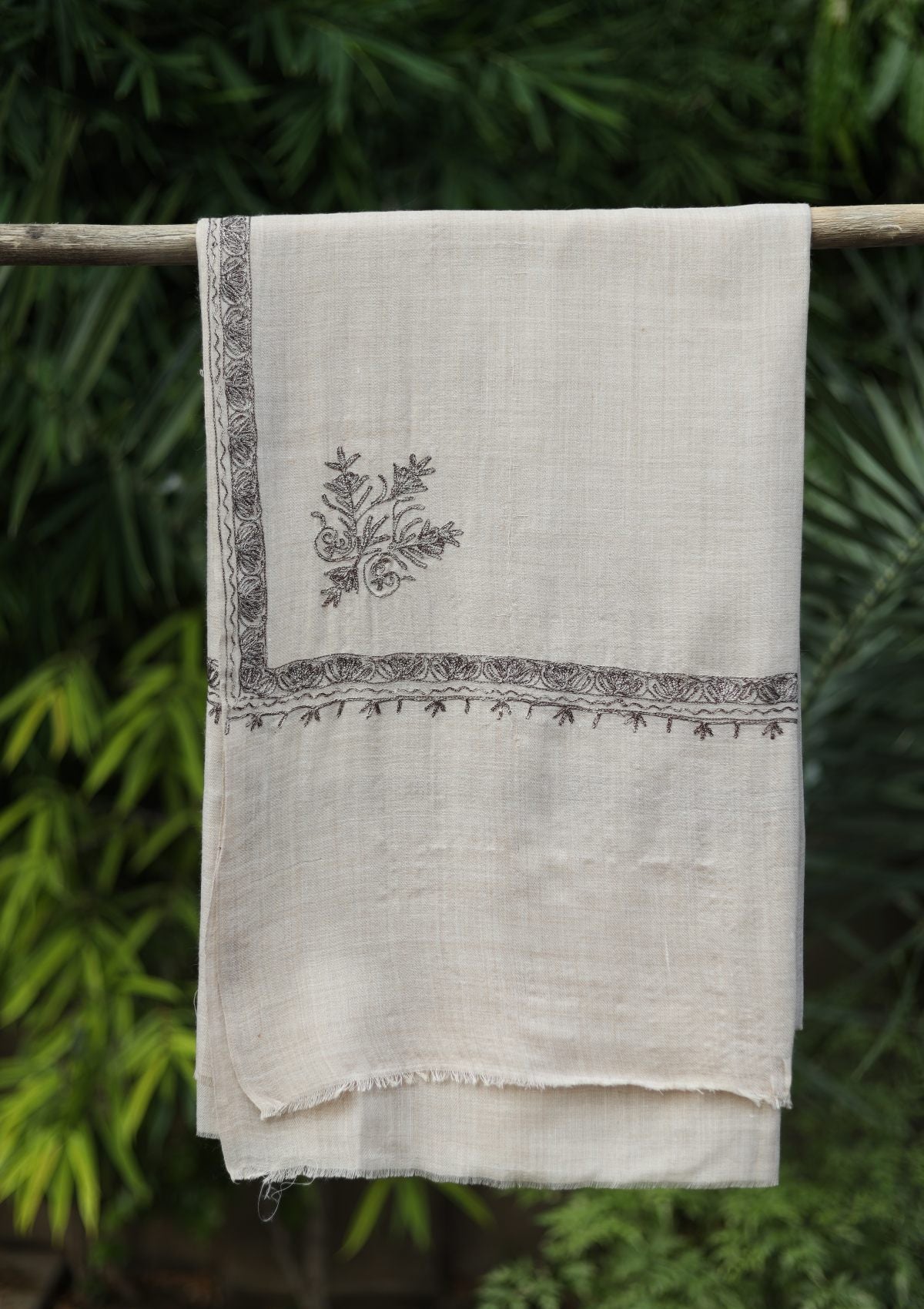 Ari Work Wool Shawl D - 82 - Fawn - Official Shawls Niche - Agha Fabrics UK