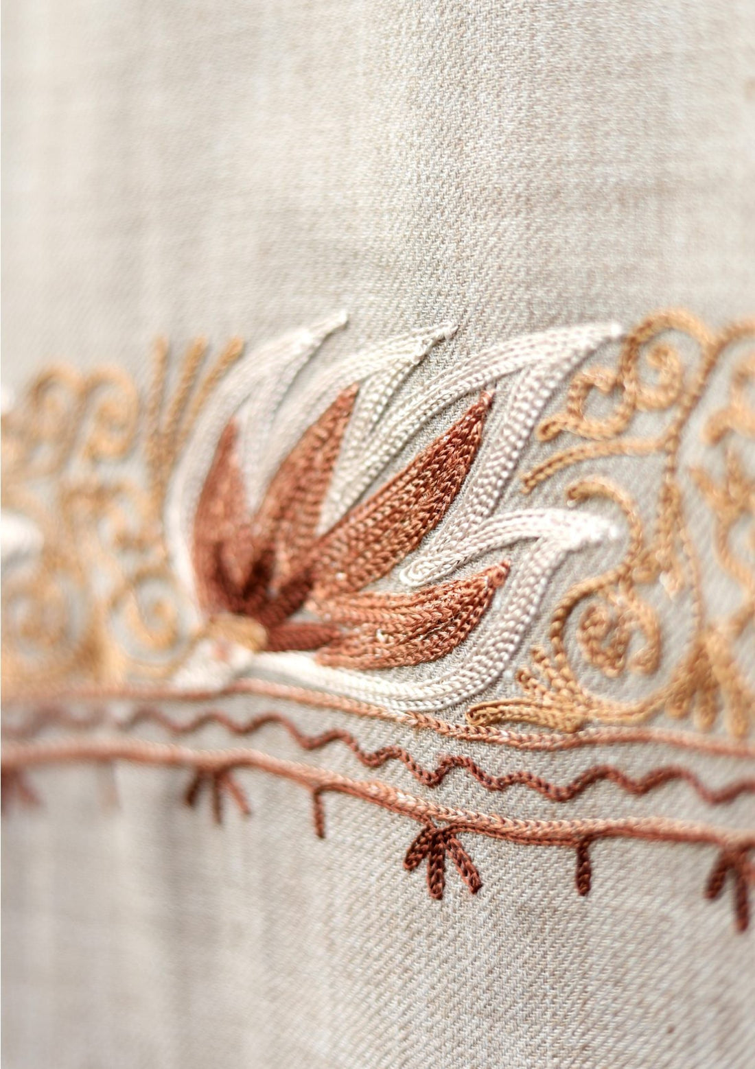 Ari Work Wool Shawl D - 79 - L Brown - Official Shawls Niche - Agha Fabrics UK