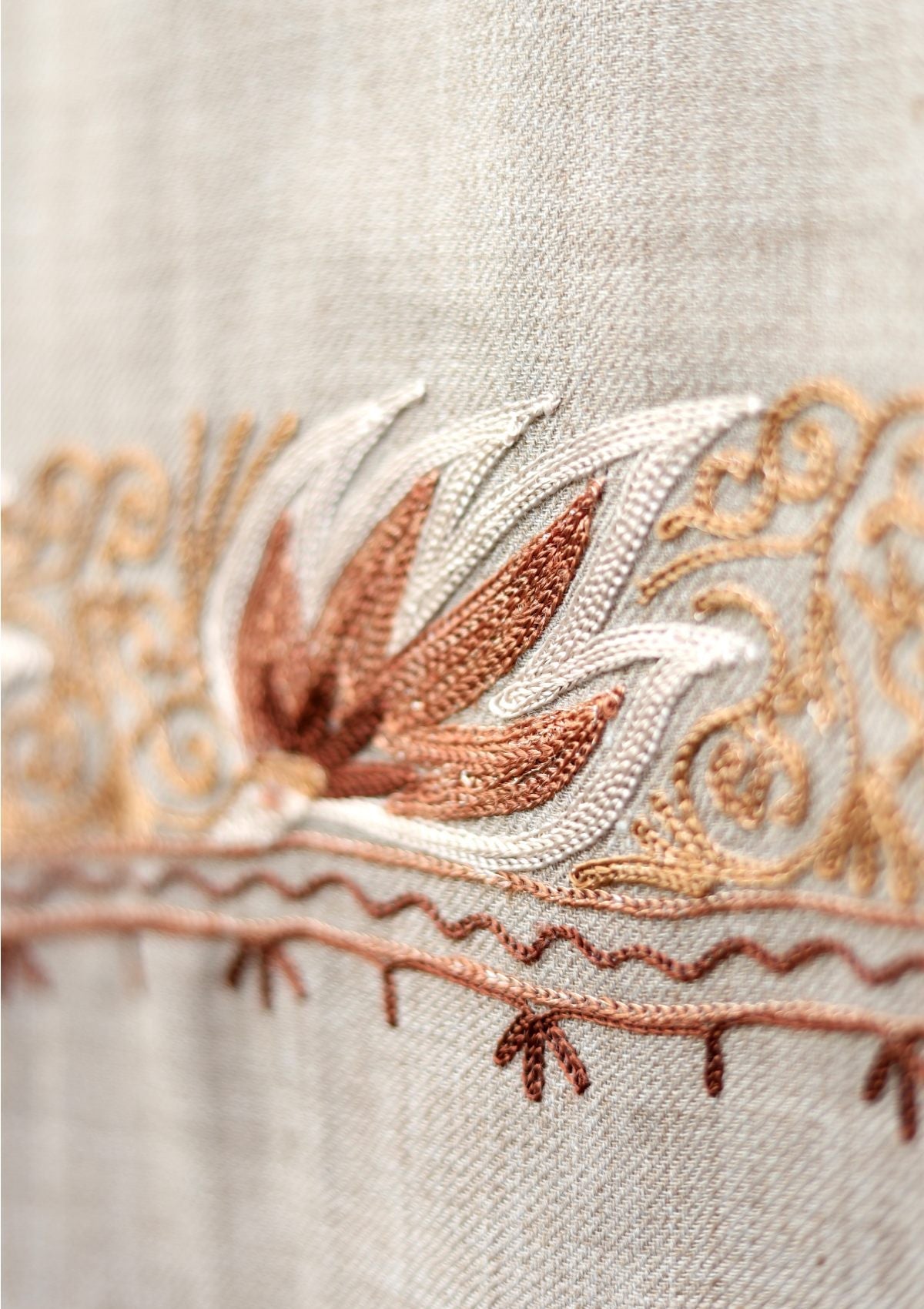 Ari Work Wool Shawl D - 79 - L Brown - Official Shawls Niche - Agha Fabrics UK