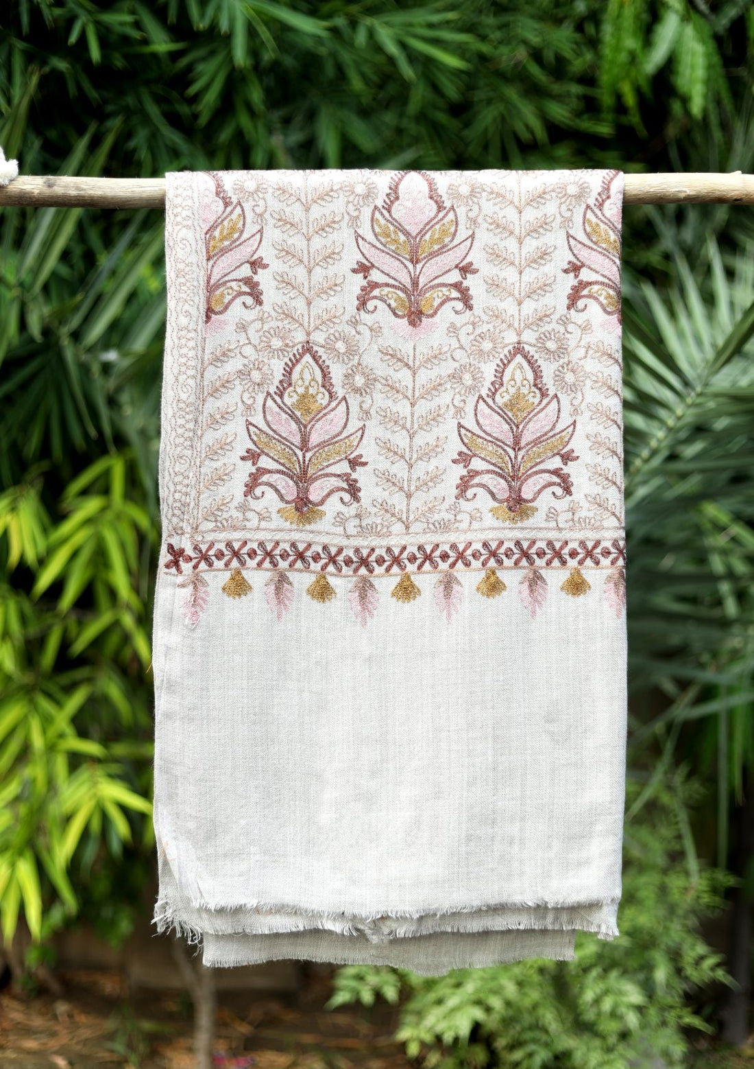 Ari Work Wool Shawl D - 95 - L Grey - Official Shawls Niche - Agha Fabrics UK