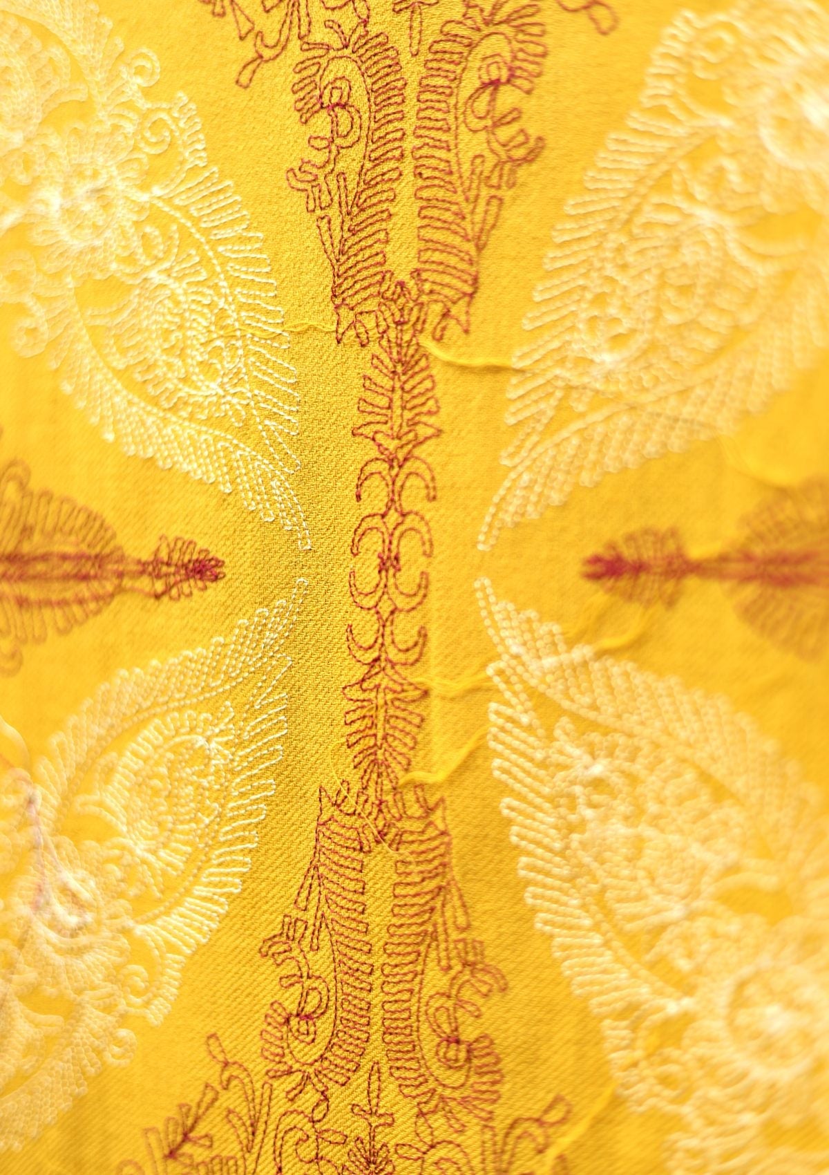 Ari Work Wool Shawl D - 91 - Mustard - Official Shawls Niche - Agha Fabrics UK