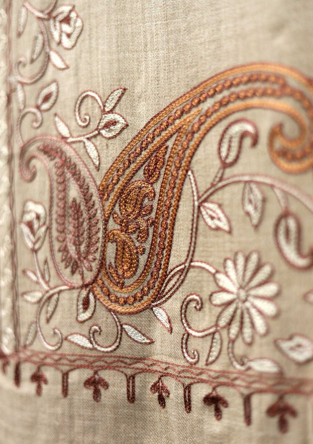 Ari Work Wool Shawl D - 78 - L Brown - Official Shawls Niche - Agha Fabrics UK