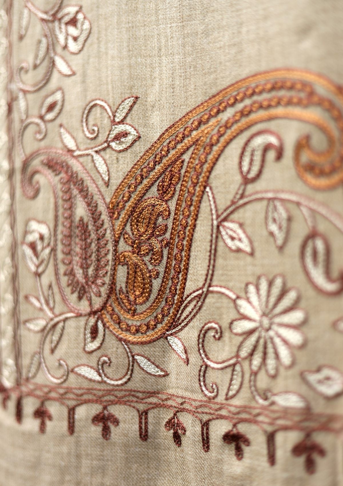 Ari Work Wool Shawl D - 78 - L Brown - Official Shawls Niche - Agha Fabrics UK