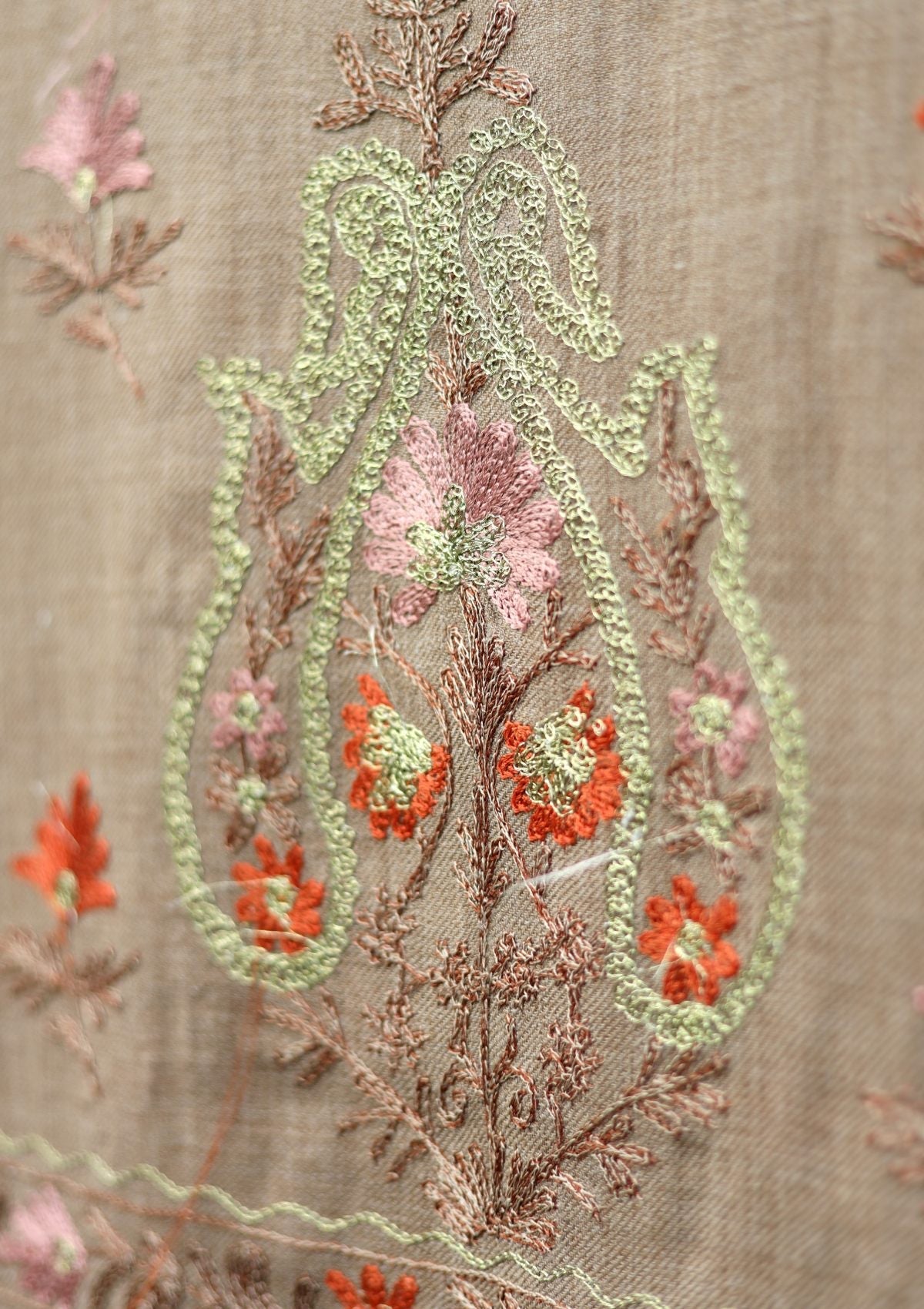 Ari Work Wool Shawl D - 62 - L Brown - Official Shawls Niche - Agha Fabrics UK