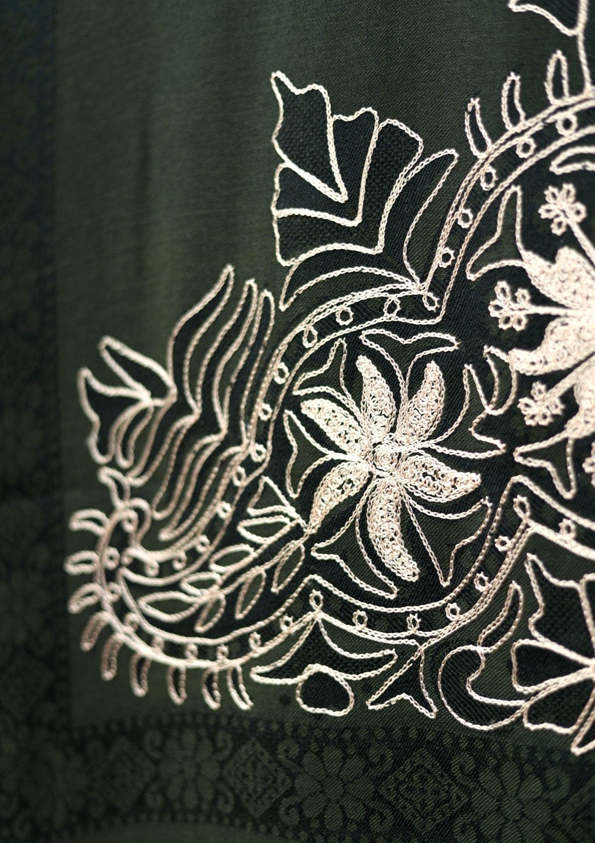 Ari Work Wool Shawl D - 83 - D Green - Official Shawls Niche - Agha Fabrics UK