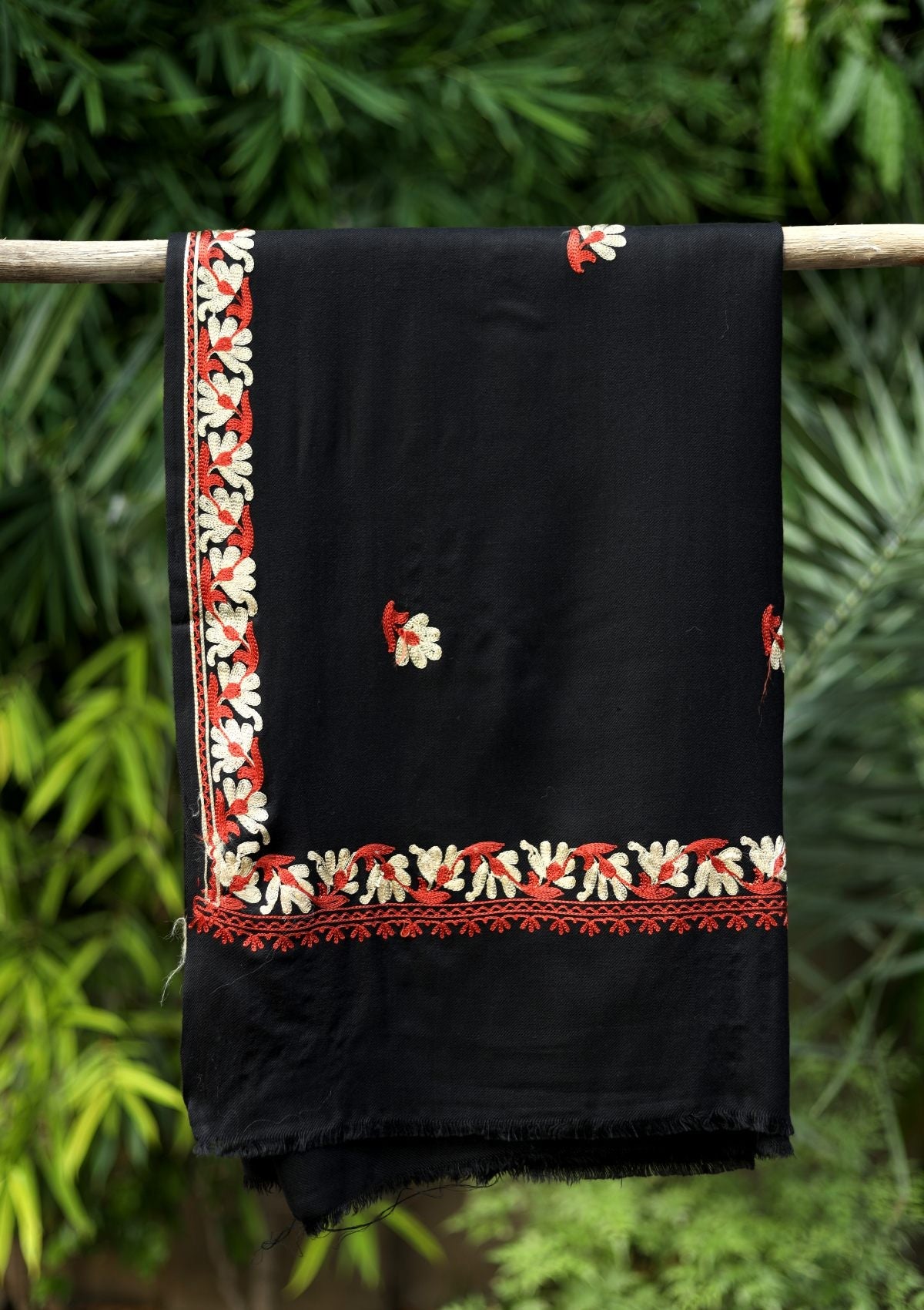 Ari Work Wool Shawl D - 74 - Black - Official Shawls Niche - Agha Fabrics UK