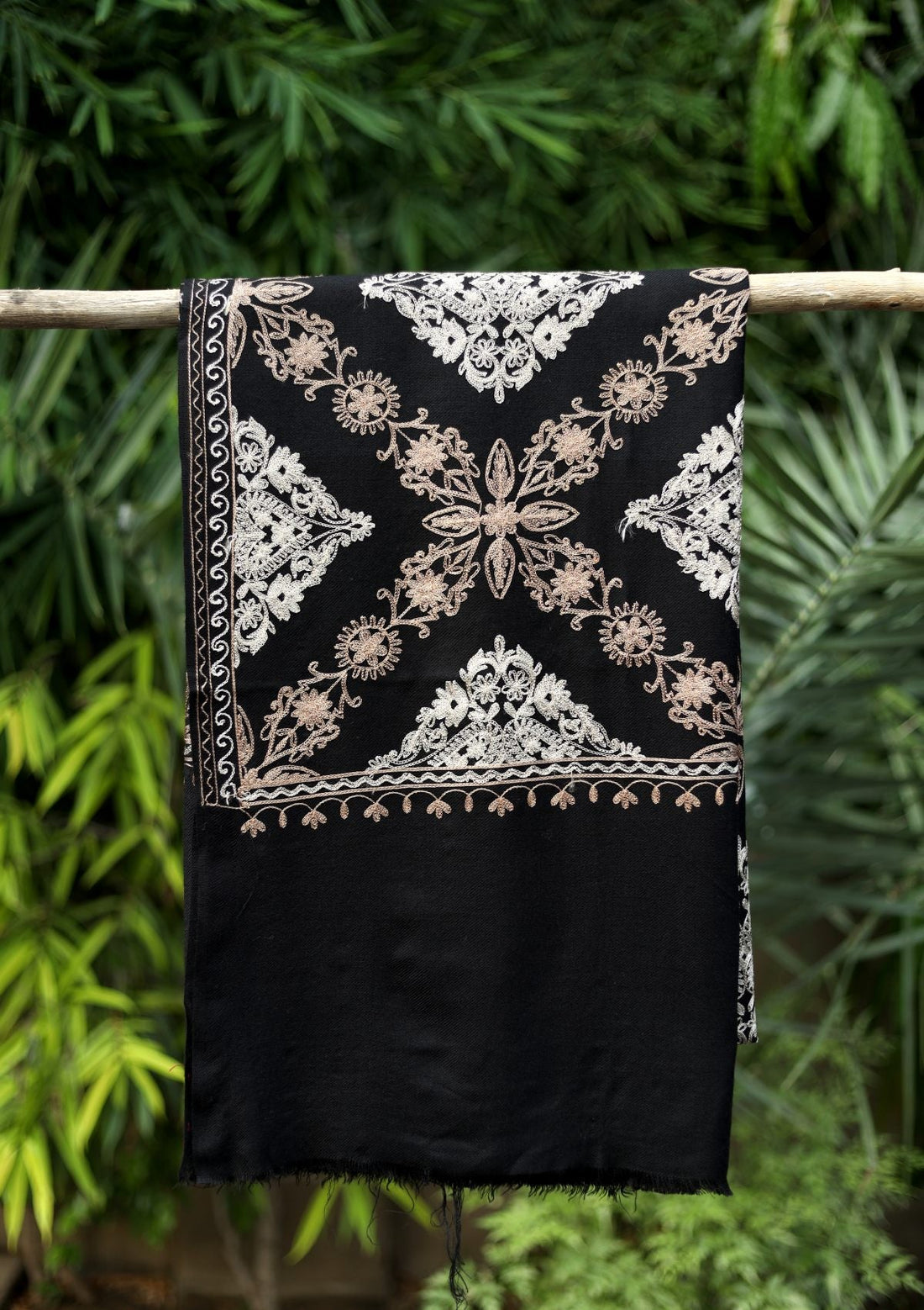 Ari Work Wool Shawl D - 87 - Black - Official Shawls Niche - Agha Fabrics UK