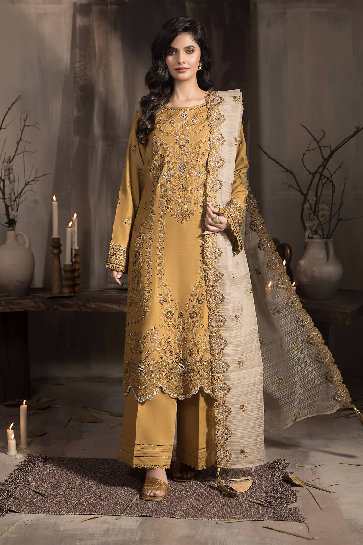 Imrozia Premium | Sehar Winter Collection | I.P-70 Sunheri - Official Imrozia Premium - Agha Fabrics UK