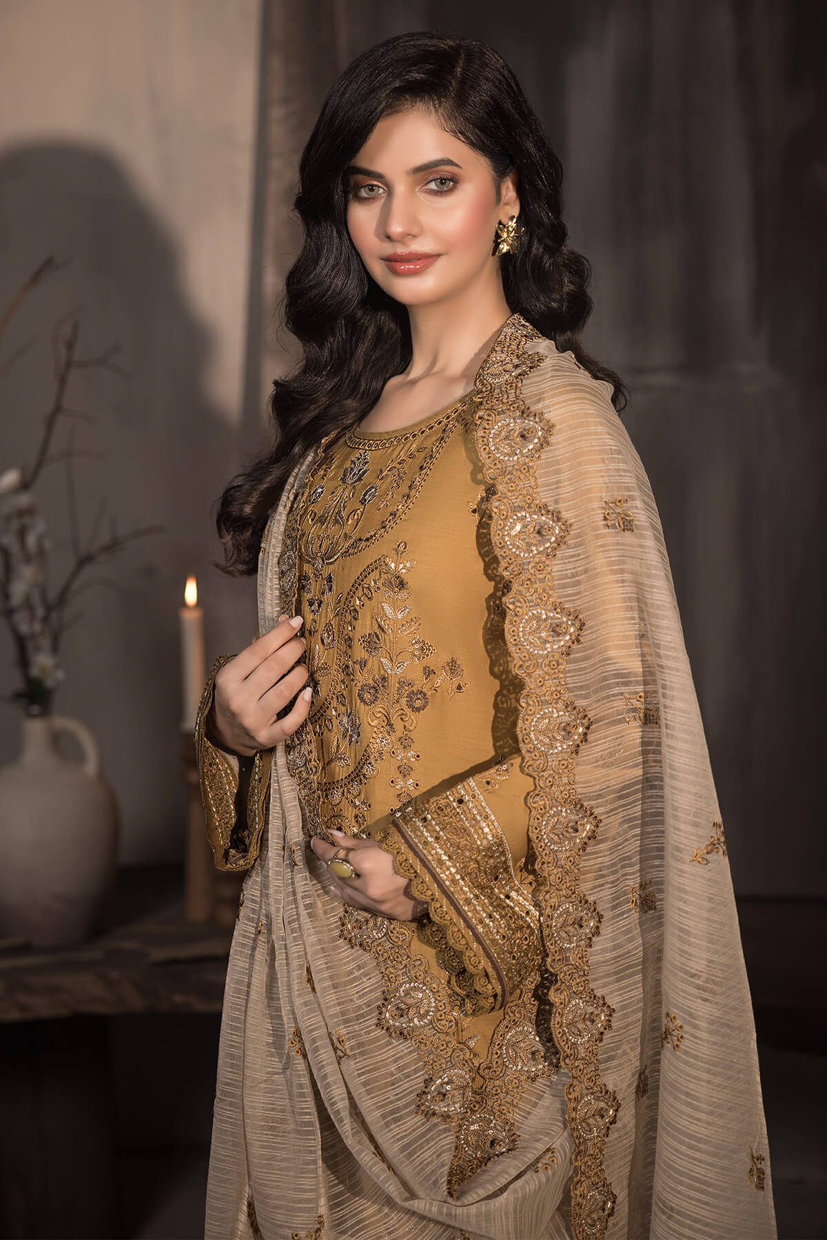 Imrozia Premium | Sehar Winter Collection | I.P-70 Sunheri - Official Imrozia Premium - Agha Fabrics UK