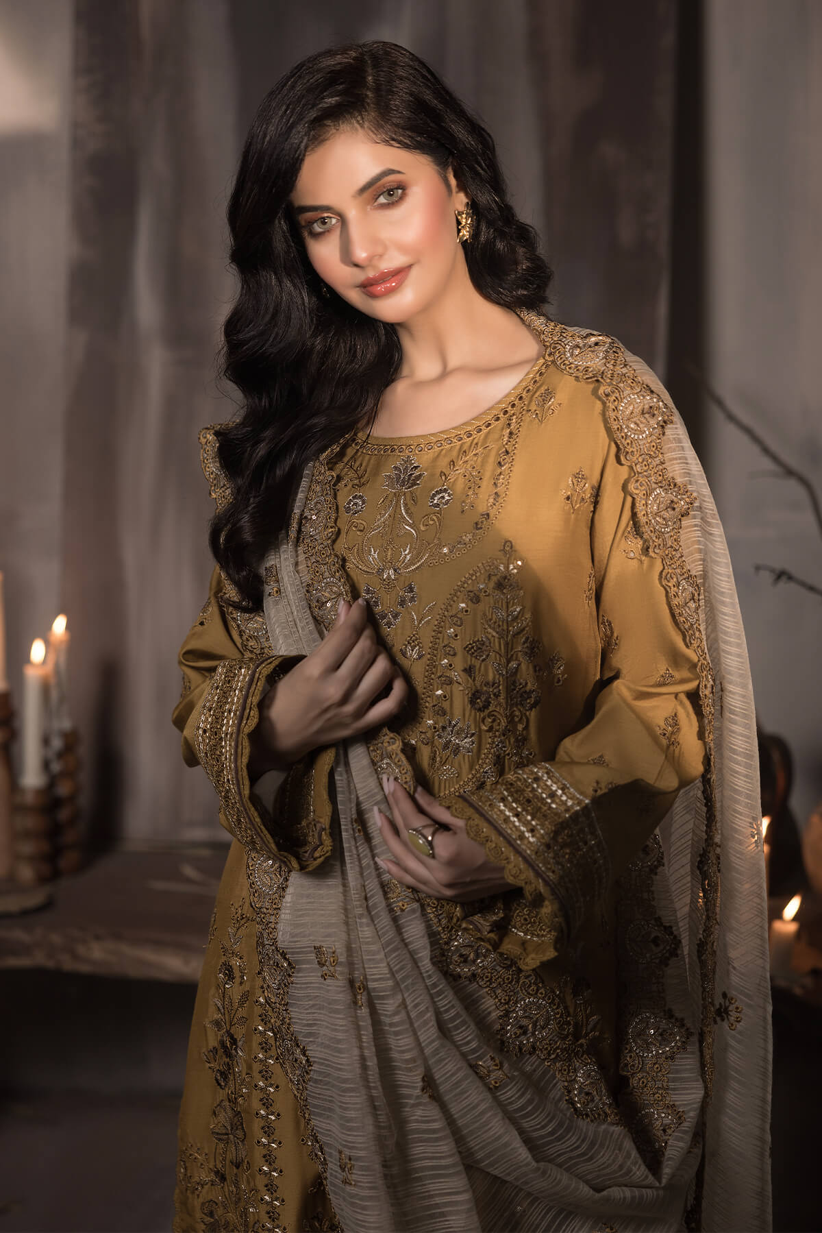 Imrozia Premium | Sehar Winter Collection | I.P-70 Sunheri - Official Imrozia Premium - Agha Fabrics UK