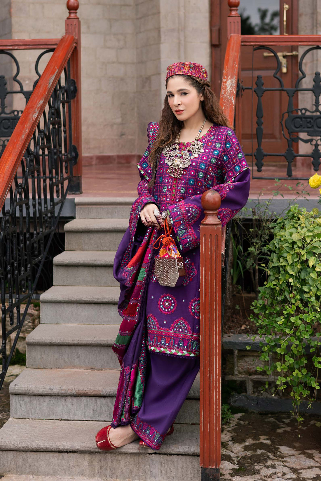 Maryam Hussain | Winter Shawl 2024 | Plum - Official Maryam Hussain - Agha Fabrics UK