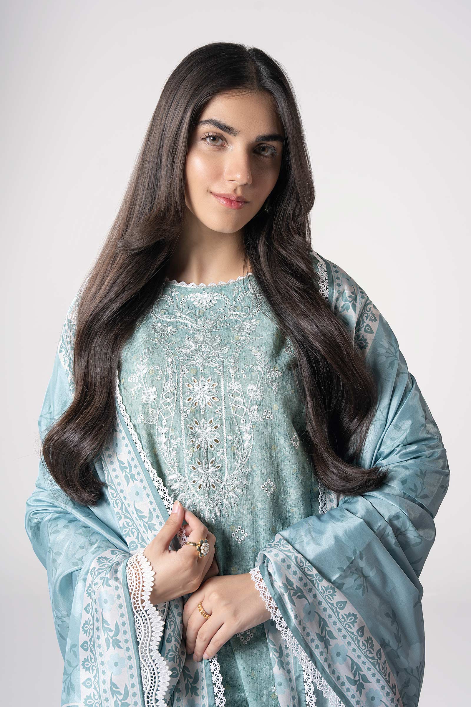 Maria B | Basics RTW | 3 Pc Embroidered Mesh Lurex Dots Suit | MB-CS25-142