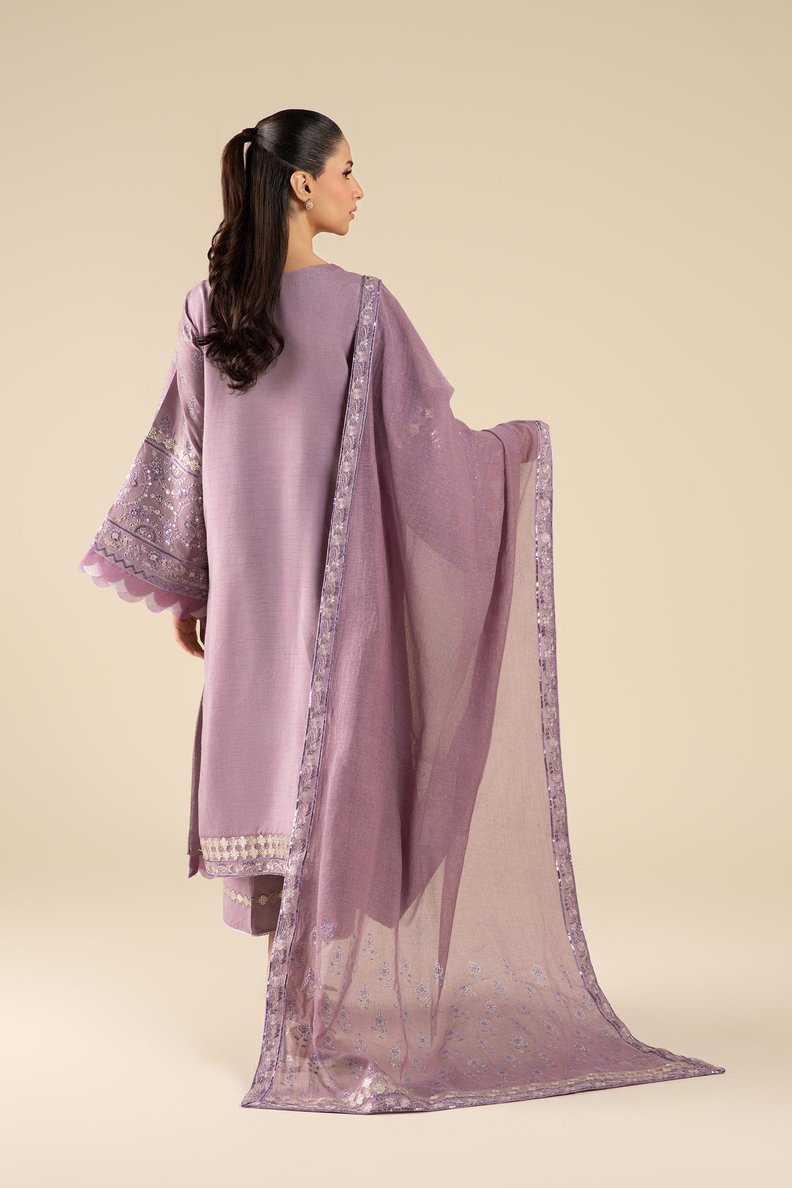 Maria B | Basics RTW | 3 Pc Embroidered Two Tone Silk Suit | MB-FS25-17