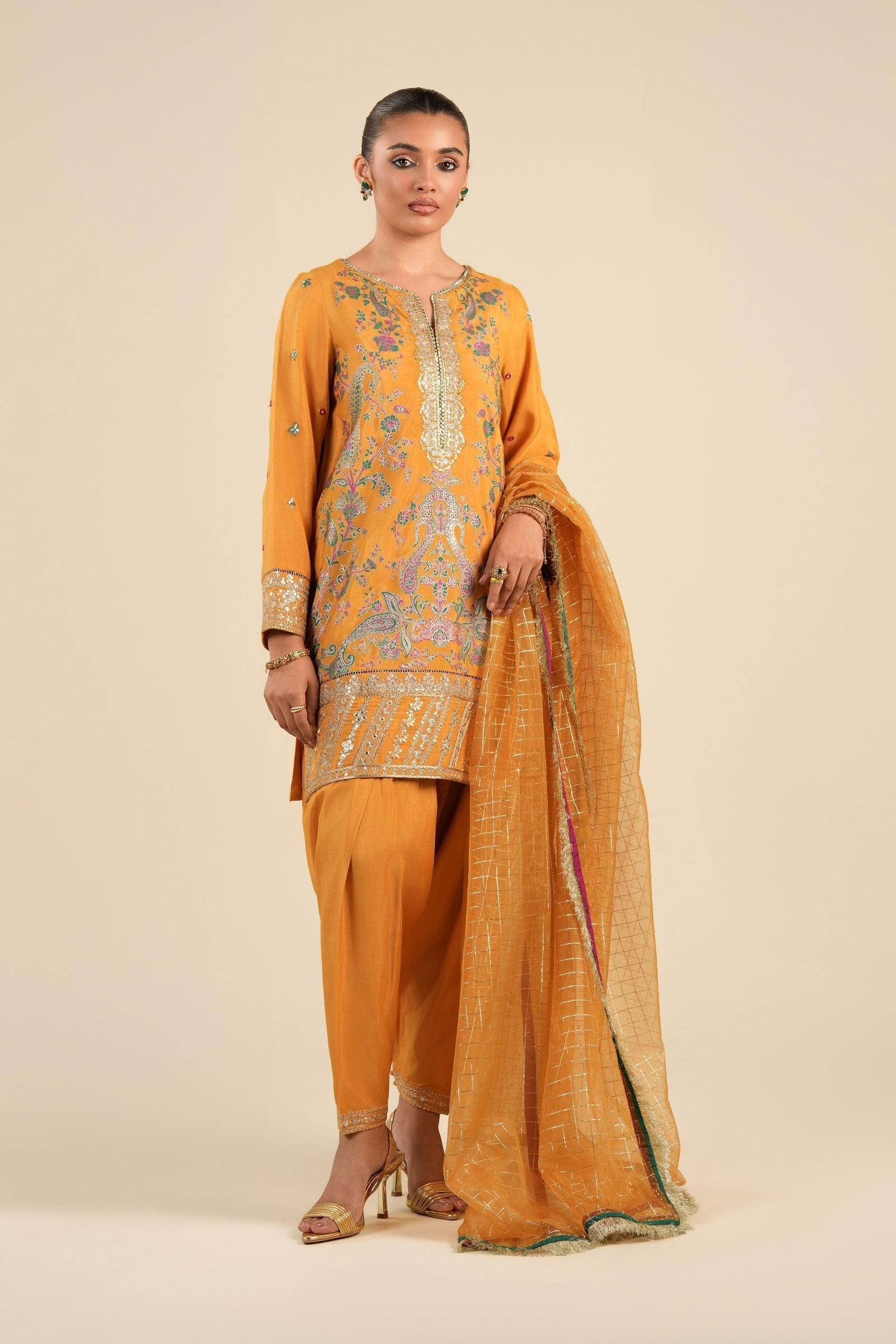 Maria B | Basics RTW | 3 Pc Embroidered Raw Silk Suit | MB-FS25-33