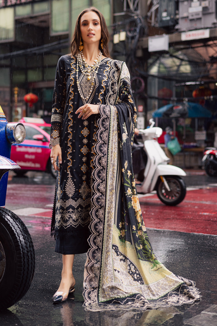 Marjjan | Carnation Lawn | MBL-14 A (BLACK) - Official Marjjan - Agha Fabrics UK