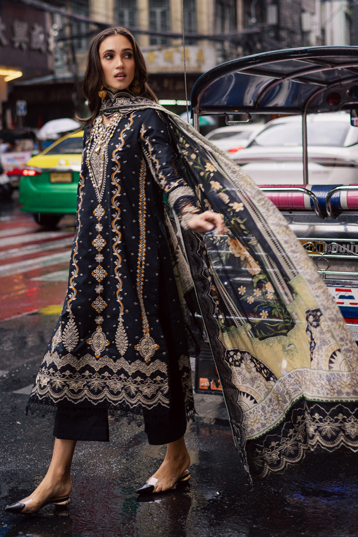 Marjjan | Carnation Lawn | MBL-14 A (BLACK) - Official Marjjan - Agha Fabrics UK