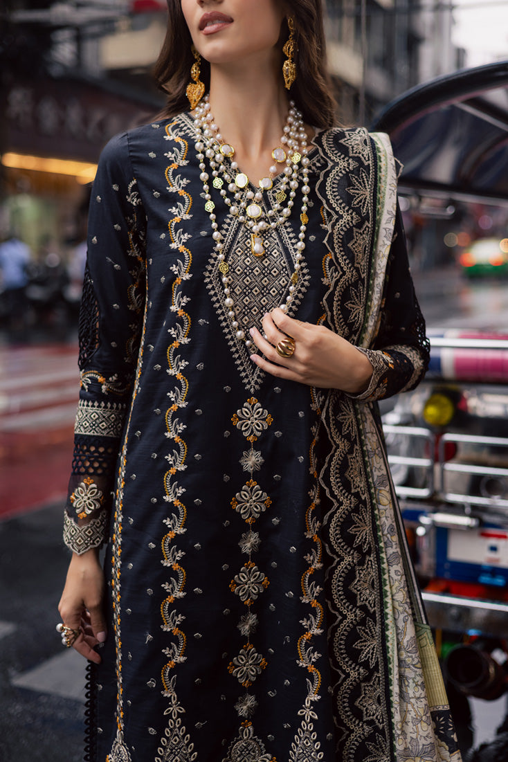 Marjjan | Carnation Lawn | MBL-14 A (BLACK) - Official Marjjan - Agha Fabrics UK