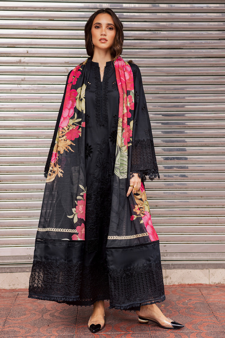 Marjjan | Carnation Lawn | MBL-16 B (BLACK) - Official Marjjan - Agha Fabrics UK