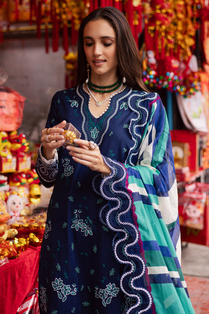 Marjjan | Carnation Lawn | MBL-17 A (NAVY BLUE) - Official Marjjan - Agha Fabrics UK