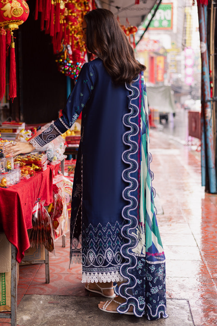 Marjjan | Carnation Lawn | MBL-17 A (NAVY BLUE) - Official Marjjan - Agha Fabrics UK