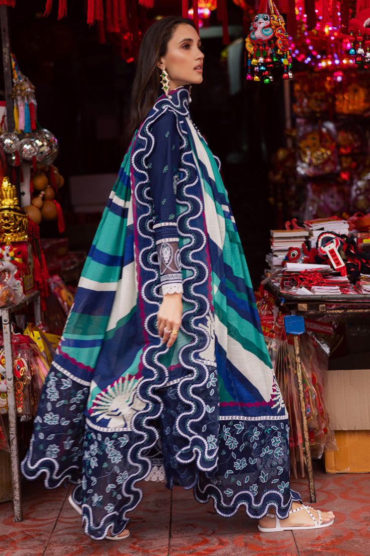 Marjjan | Carnation Lawn | MBL-17 A (NAVY BLUE) - Official Marjjan - Agha Fabrics UK