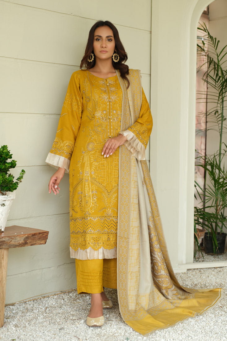 Marjjan | Aangan Embroidered Viscose | MDS-69 (MUSTARD) - Official Marjjan - Agha Fabrics UK