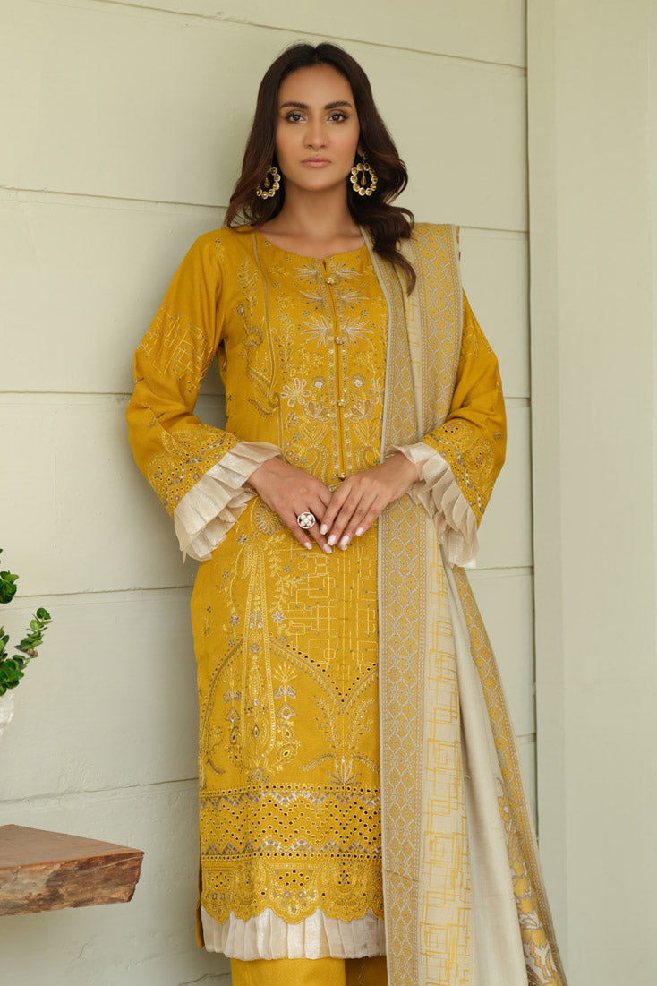 Marjjan | Aangan Embroidered Viscose | MDS-69 (MUSTARD) - Official Marjjan - Agha Fabrics UK