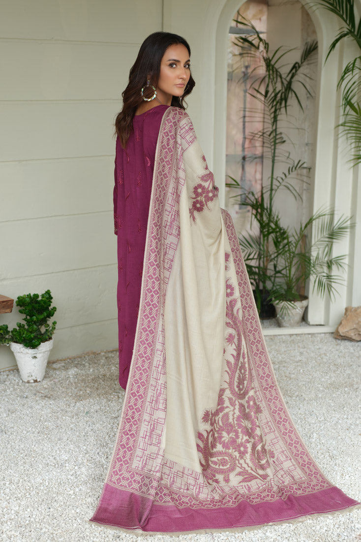 Marjjan | Aangan Embroidered Viscose | MDS-69 (PLUM) - Official Marjjan - Agha Fabrics UK