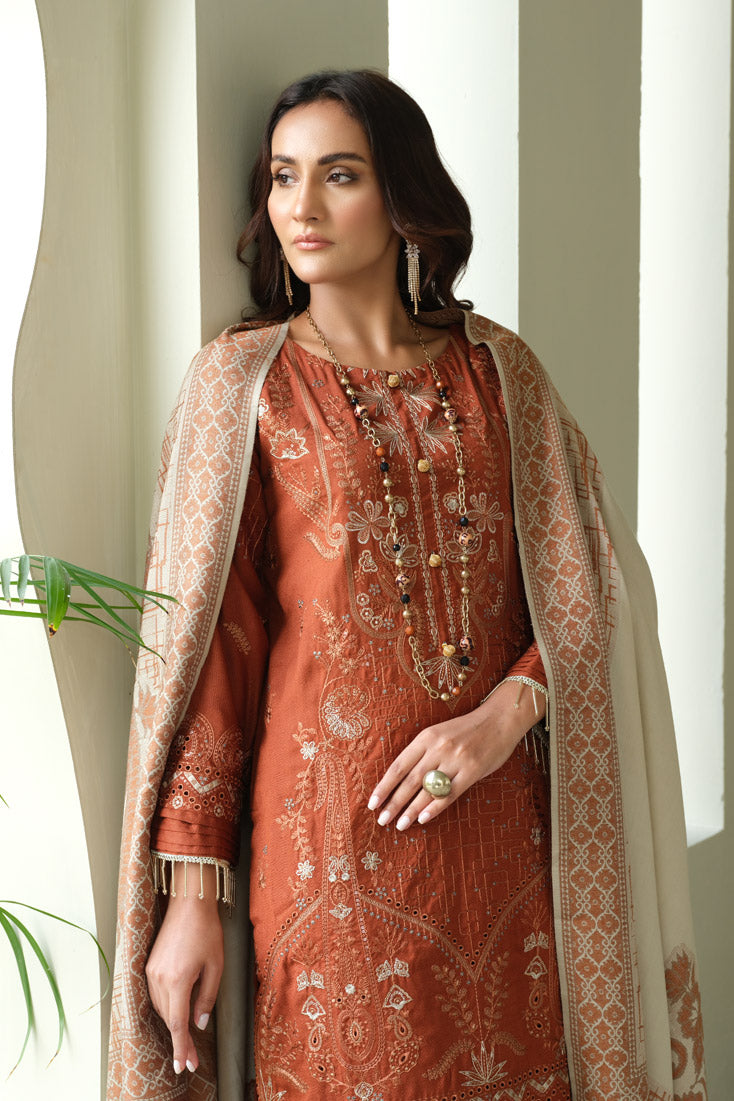 Marjjan | Aangan Embroidered Viscose | MDS-69 (RUST) - Official Marjjan - Agha Fabrics UK