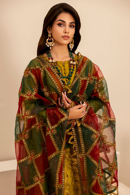 Mohagni | Ishq Aatish Formals | MGS-11 3Pcs Raw Silk