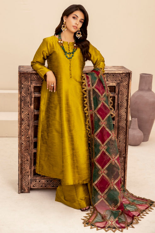 Mohagni | Ishq Aatish Formals | MGS-11 3Pcs Raw Silk