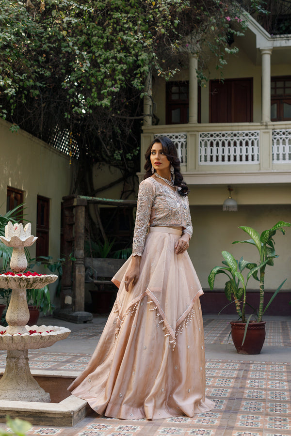 Wahajmkhan | Bahar Begum Formals | NUDE BIRD LEHNGA