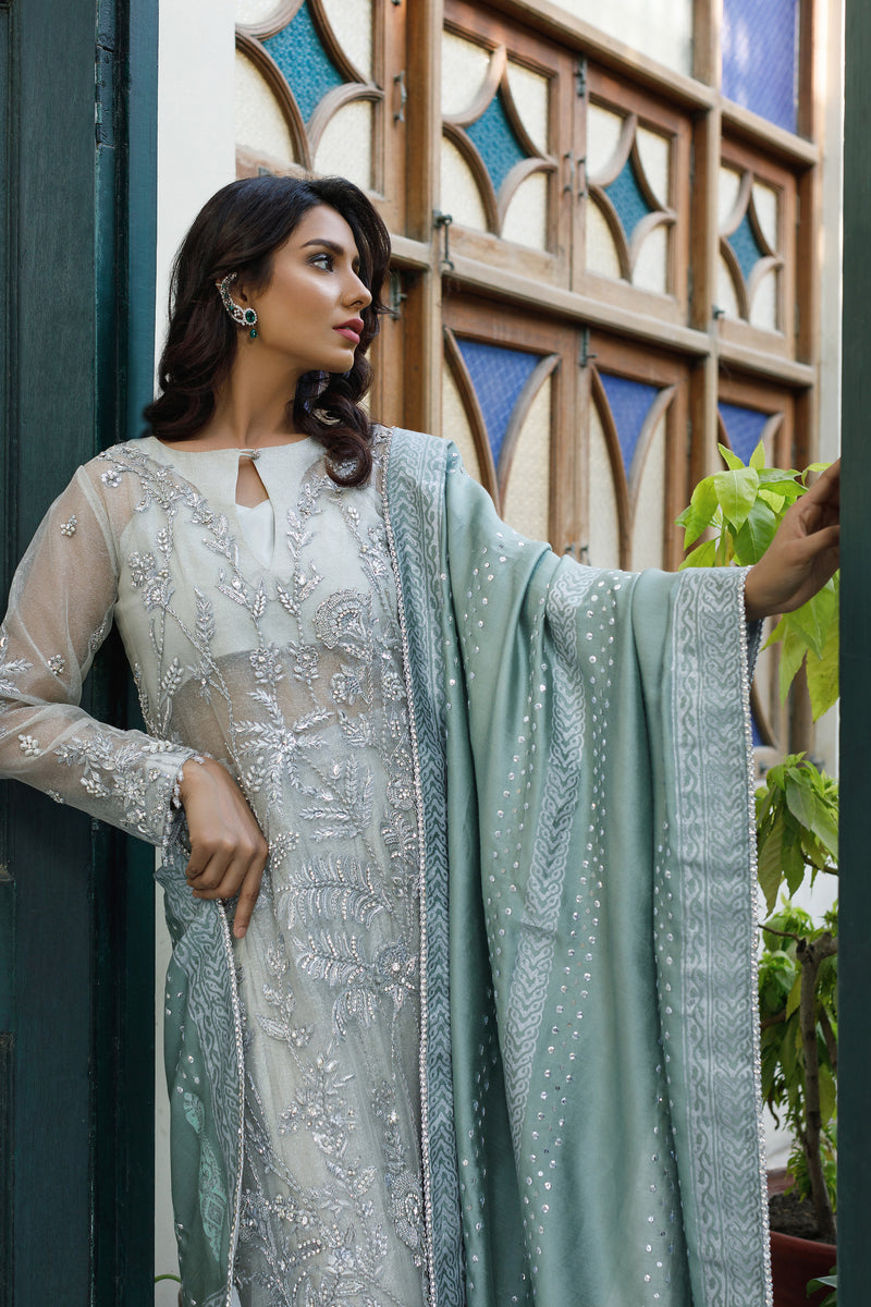 Wahajmkhan | Bahar Begum Formals | SILVER MINT BAHAR JORA