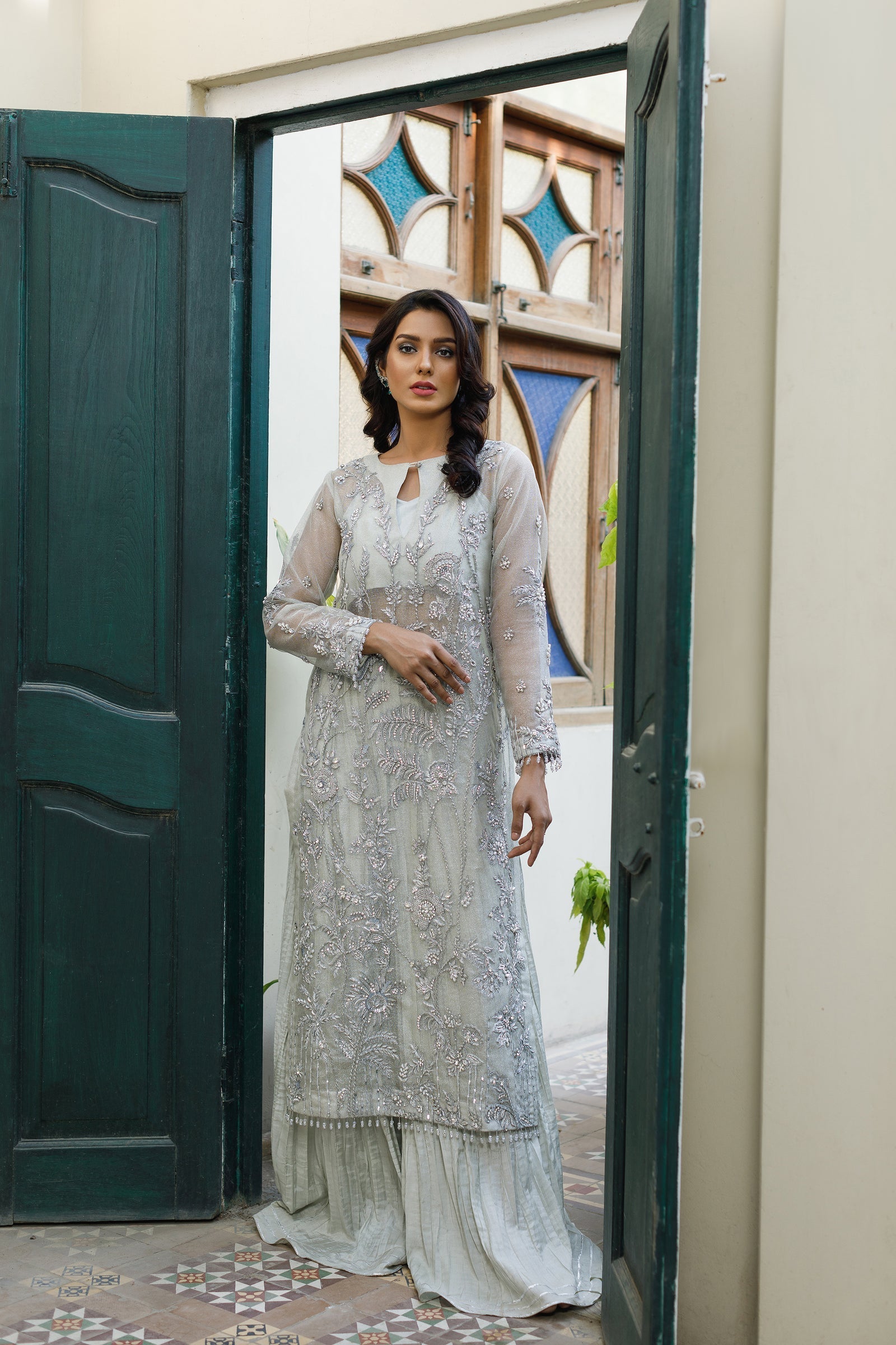 Wahajmkhan | Bahar Begum Formals | SILVER MINT BAHAR JORA
