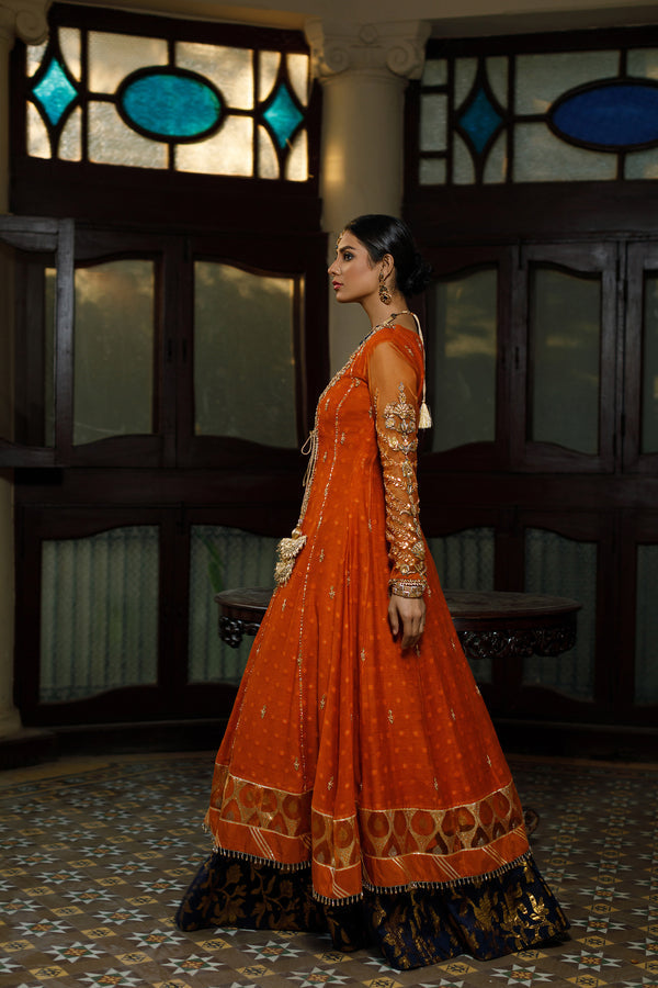 Wahajmkhan | Bahar Begum Formals | SAPPHIRE BURNT ANGARKHA