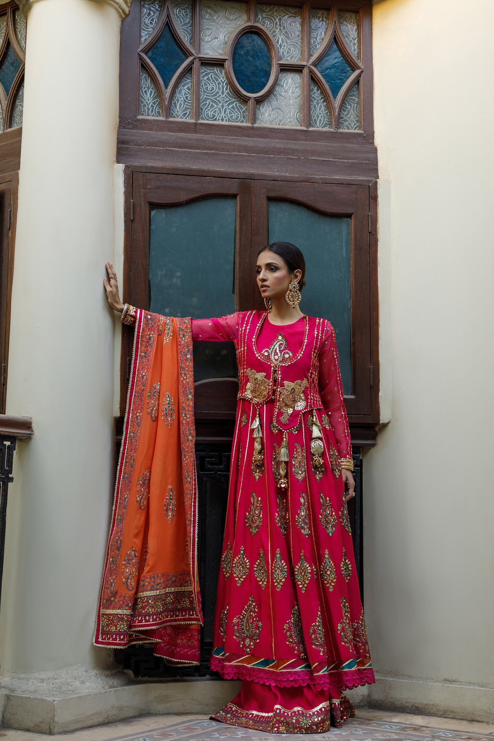 Wahajmkhan | Bahar Begum Formals | MAGENTA BLOCK ANARKALI