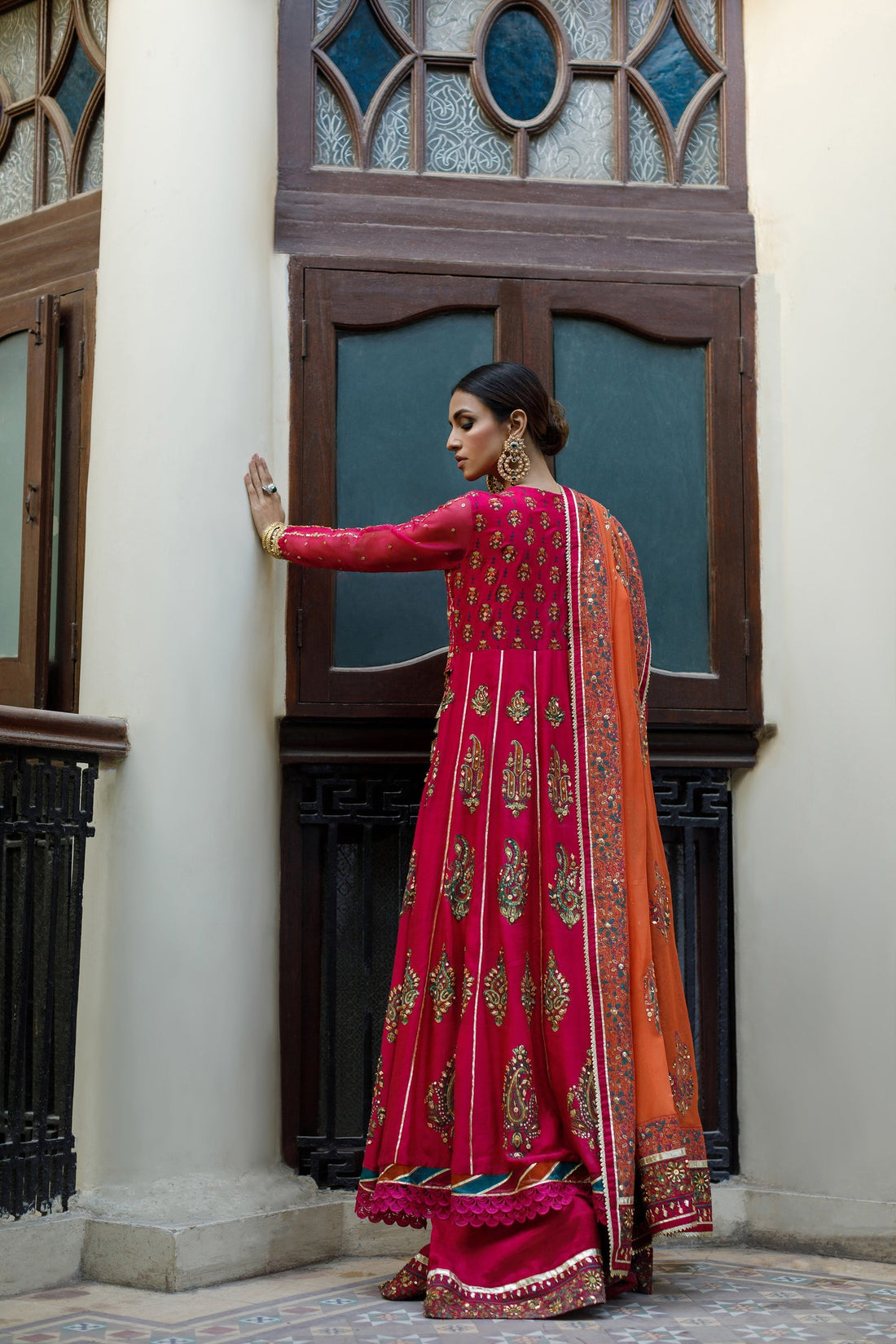 Wahajmkhan | Bahar Begum Formals | MAGENTA BLOCK ANARKALI