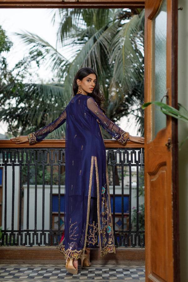 Wahajmkhan | Bahar Begum Formals | NAVY BEGUM JACKET