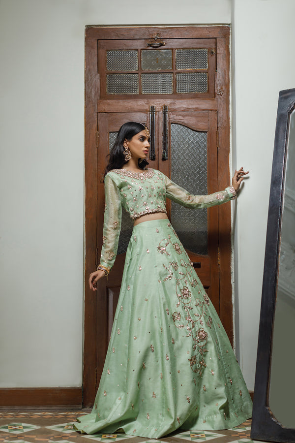 Wahajmkhan | Bahar Begum Formals | MINT BAHAR LEHNGA