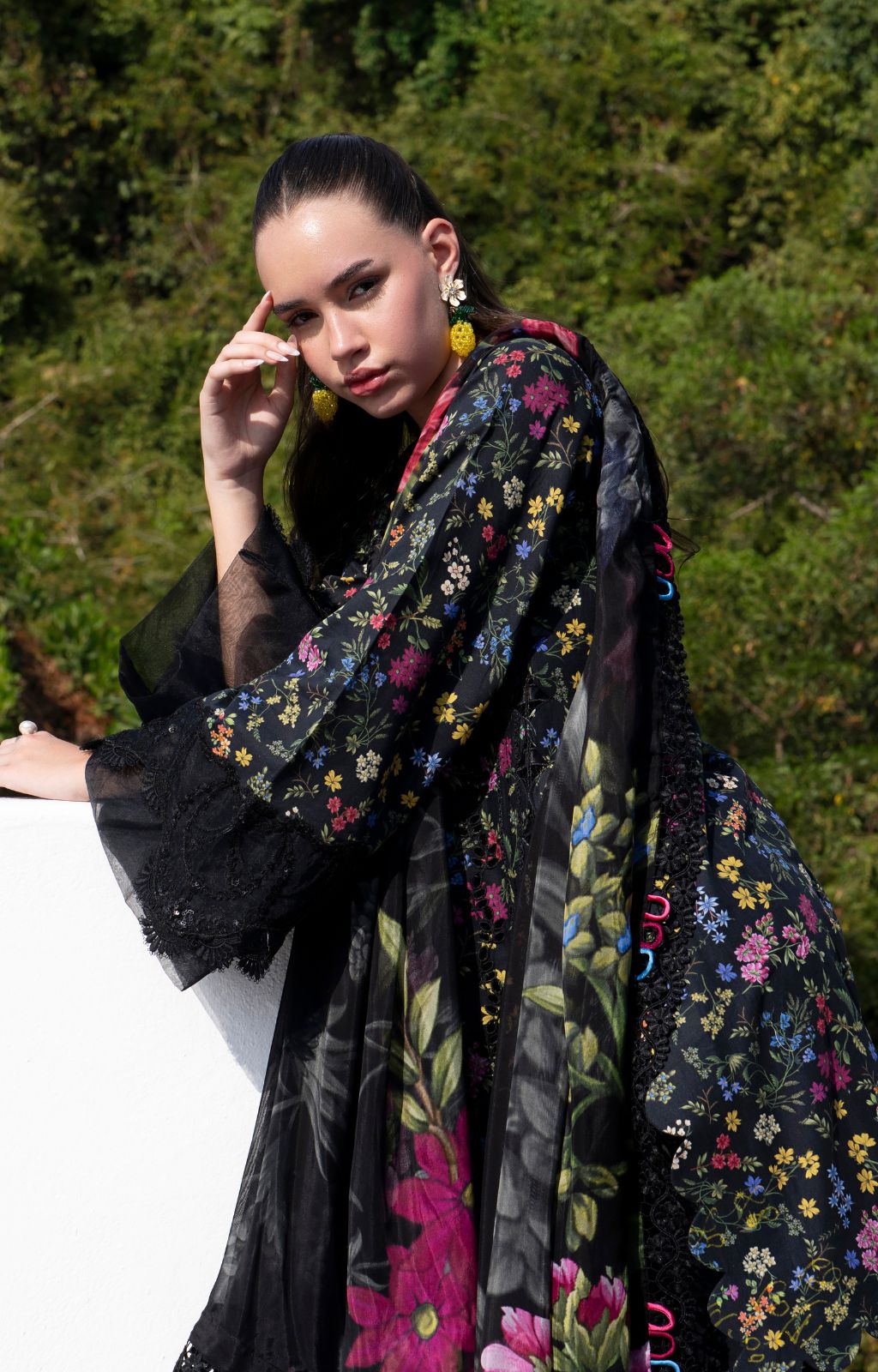 AJR Couture | Printakari Lawn 25 | Midnight Flora - Official AJR Couture - Agha Fabrics UK