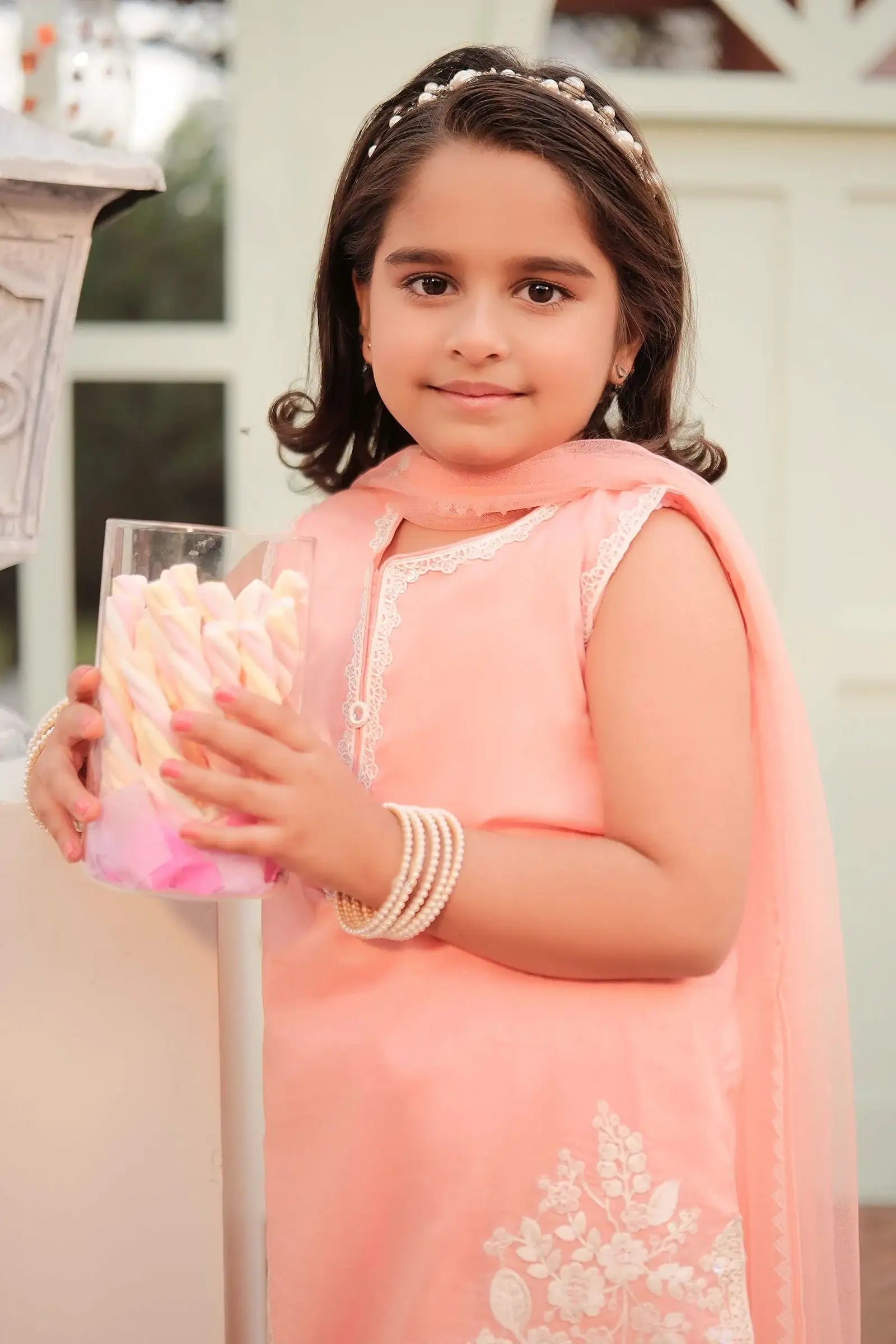 Maria B | Girls | MKD-EF25-60 (Peach) -  Maria B Maria B Kids - Original Designer Dress - House of Maryam